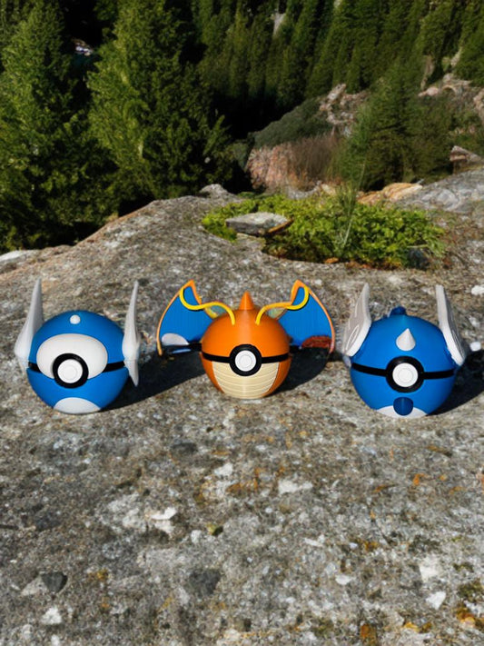 Dragonite Evolution Pokéball Set – Dratini, Dragonair & Dragonite Collector’s Pokéballs – Pokémon Fan Gift