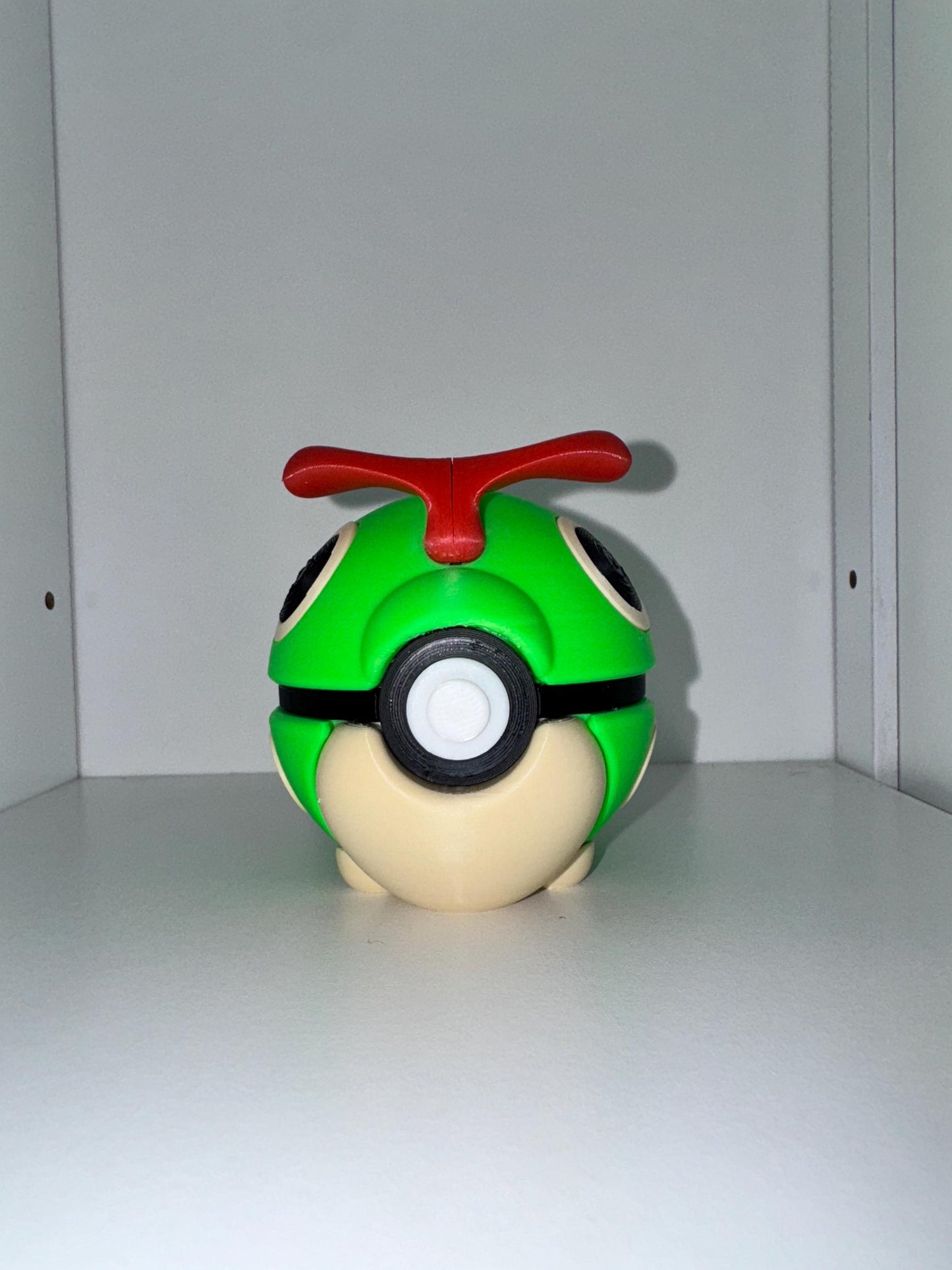 Caterpie Inspired Pokéball | 3D Printed Bug Type Pokémon Display | Custom Handmade Poké Ball Gift